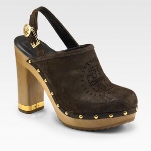 Tory Burch Brown Suede Clogs